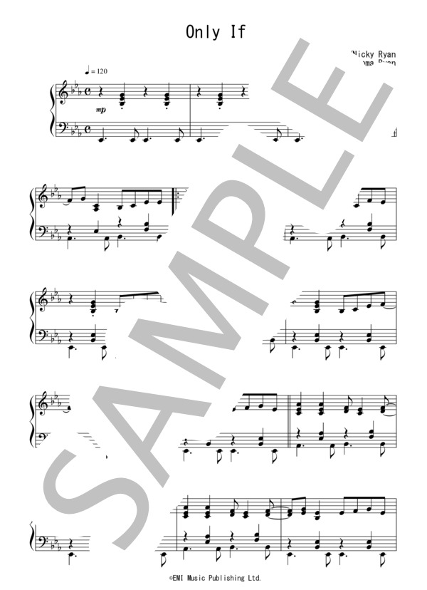 Only If(中級）：ENYA / ピアノソロ 中級 - サンプル譜面 1/5