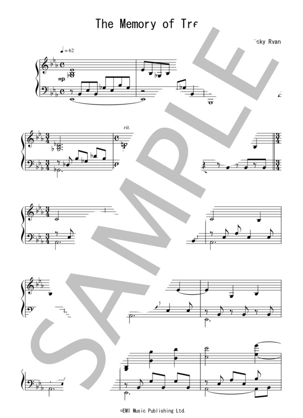 The Memory of Trees(中級）：ENYA / ピアノソロ 中級 - サンプル譜面 1/5