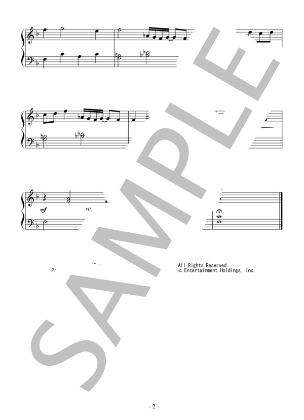 とびら開けて（入門）：ディズニー映画「アナと雪の女王」OST (ANDERSON LOPEZ KRISTEN) / ピアノソロ 入門 - サンプル譜面 2/2