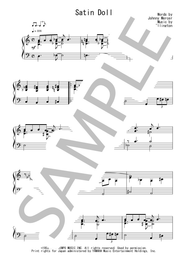 楽譜】Satin Doll 初～中級 ：ジャズ / Duke Ellington (ピアノソロ