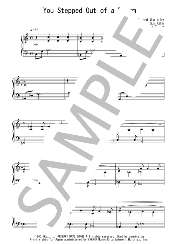 You Stepped Out of a Dream(初級）：ジャズ (ナシオ・ハーブ・ブラウン) / ピアノソロ 初級 - サンプル譜面 1/3