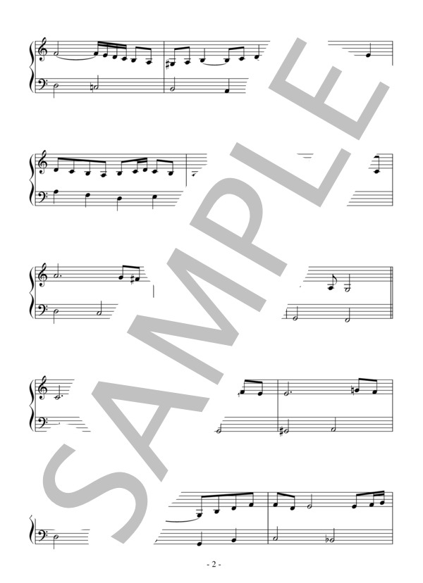 G線上のアリア（入門～初級）：J.S.バッハ (ヨハン・セバスチャン・バッハ) / ピアノソロ 入門〜初級 - サンプル譜面 2/3