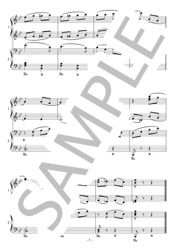 バレエ「眠れる森の美女」より 優しさの精のVa.(連弾 初級）：チャイコフスキー (ピョートル・イリイチ・チャイコフスキー) / ピアノ連弾 初級 - サンプル譜面 3/3