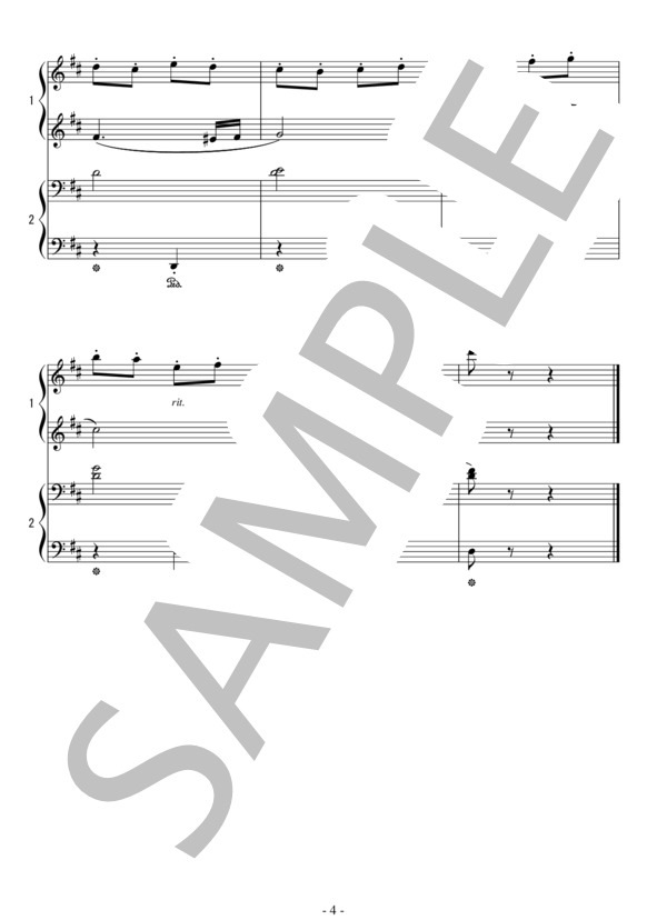 バレエ「眠れる森の美女」より鷹揚の精のVa.(連弾 初級）：チャイコフスキー (ピョートル・イリイチ・チャイコフスキー) / ピアノ連弾 初級 - サンプル譜面 4/4