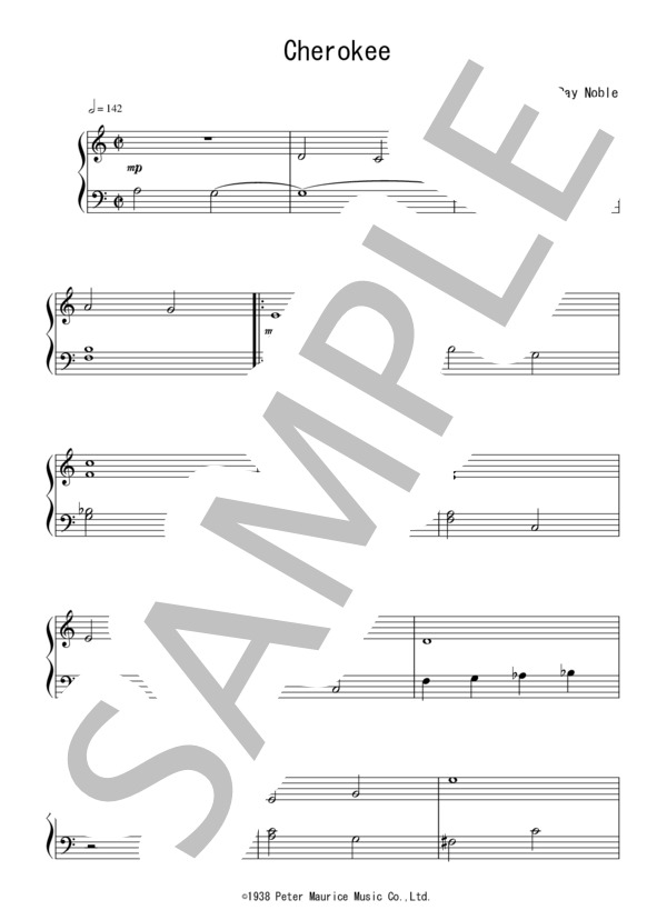 Cherokee(初級）：ジャズ (レイ・ノーブル) / ピアノソロ 初級 - サンプル譜面 1/5