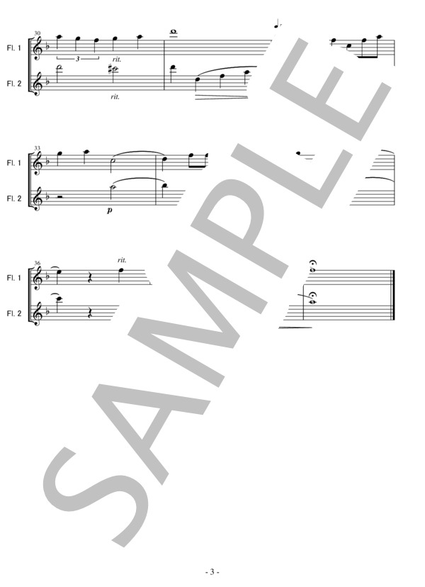 雪だるまつくろう(Fl二重奏 初級）：ディズニー映画「アナと雪の女王」OST (クリスティン・アンダーソン＝ロペス) / アンサンブル木管 初級 - サンプル譜面 3/5