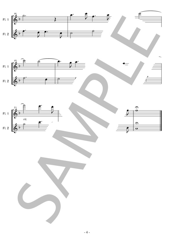 「水上の音楽」よりエア(Fl二重奏 初級）：ヘンデル (ゲオルグ・フリードリヒ・ヘンデル) / フルート 初級 - サンプル譜面 4/5