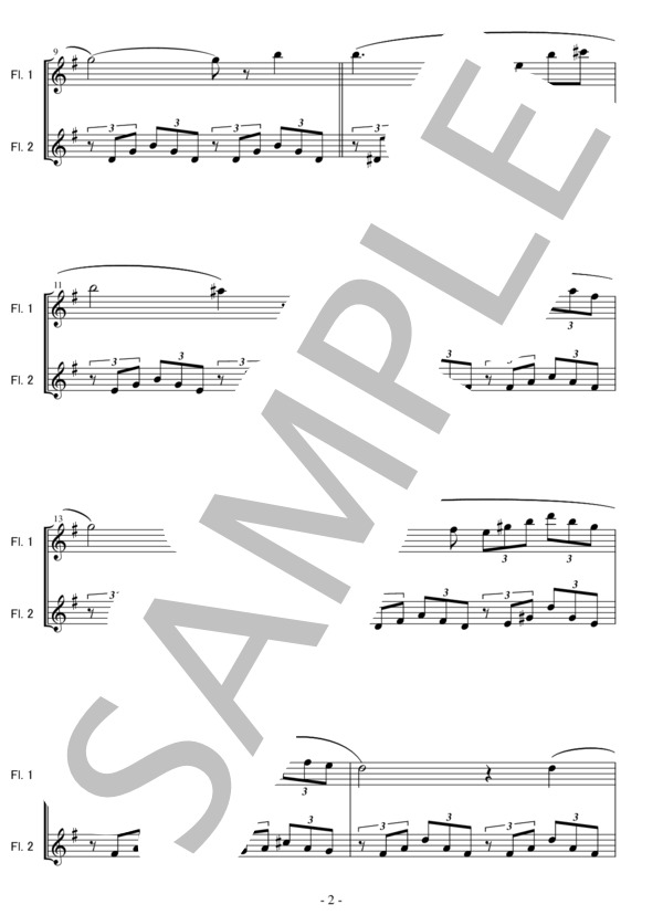 Ave Maria(二重奏 初～中級）；シューベルト (フランツ・シューベルト) / フルート 初〜中級 - サンプル譜面 2/5