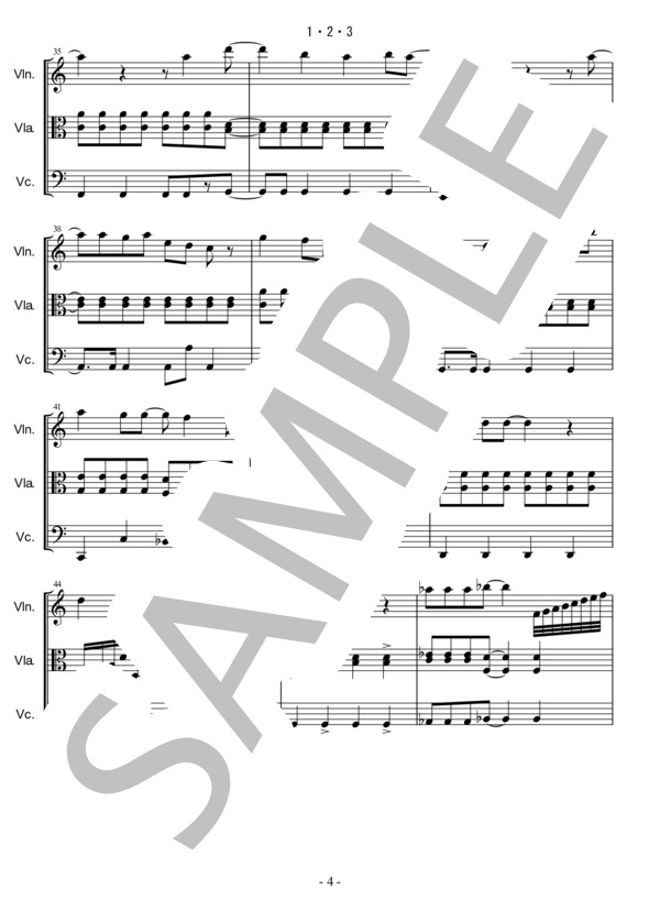1・2・3 (After the Rain) / アンサンブル弦楽 中〜上級 - サンプル譜面 4/5