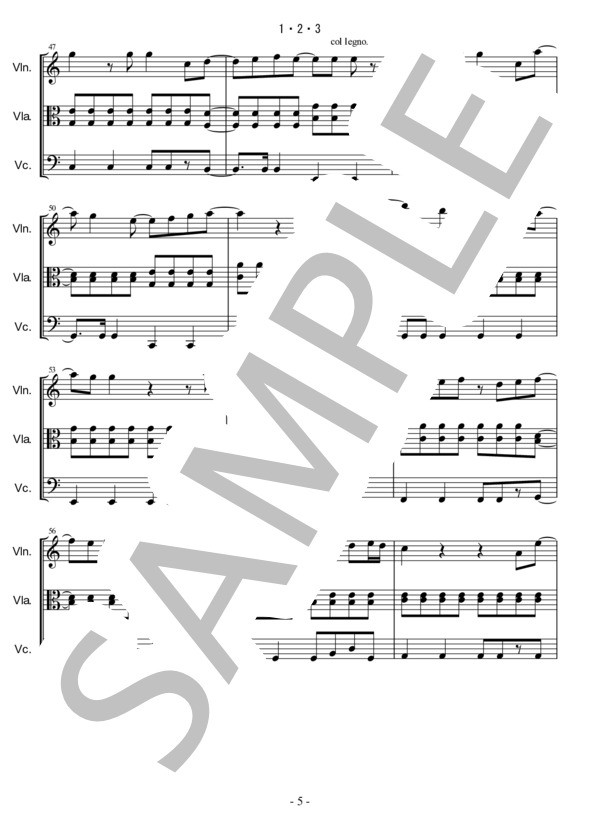 1・2・3 (After the Rain) / アンサンブル弦楽 中〜上級 - サンプル譜面 5/5