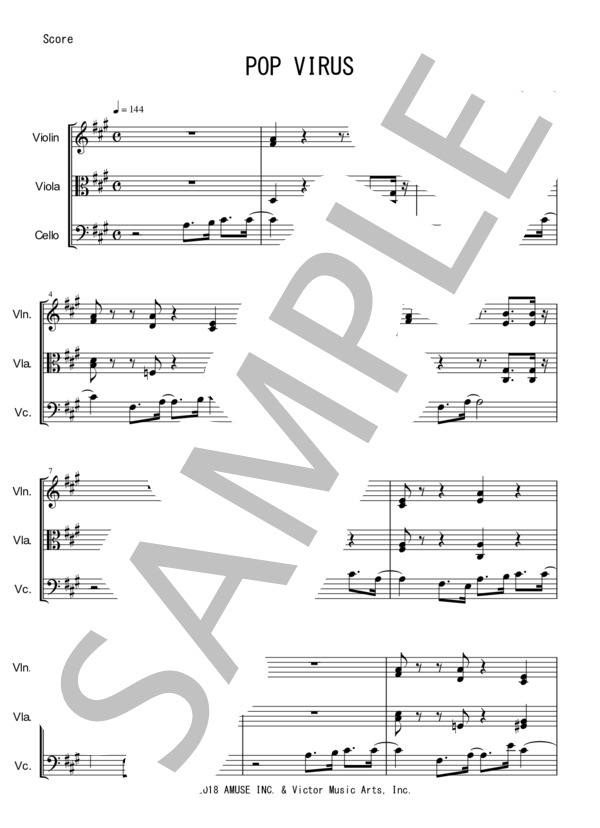 Pop Virus (星野 源) / アンサンブル弦楽 中〜上級 - サンプル譜面 1/5