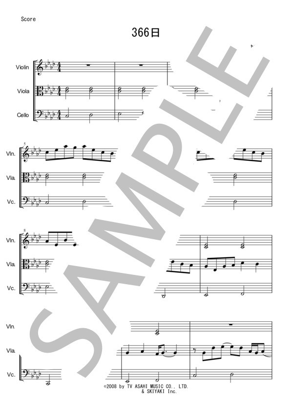 366日 (清水 翔太) / アンサンブル弦楽 中〜上級 - サンプル譜面 1/5