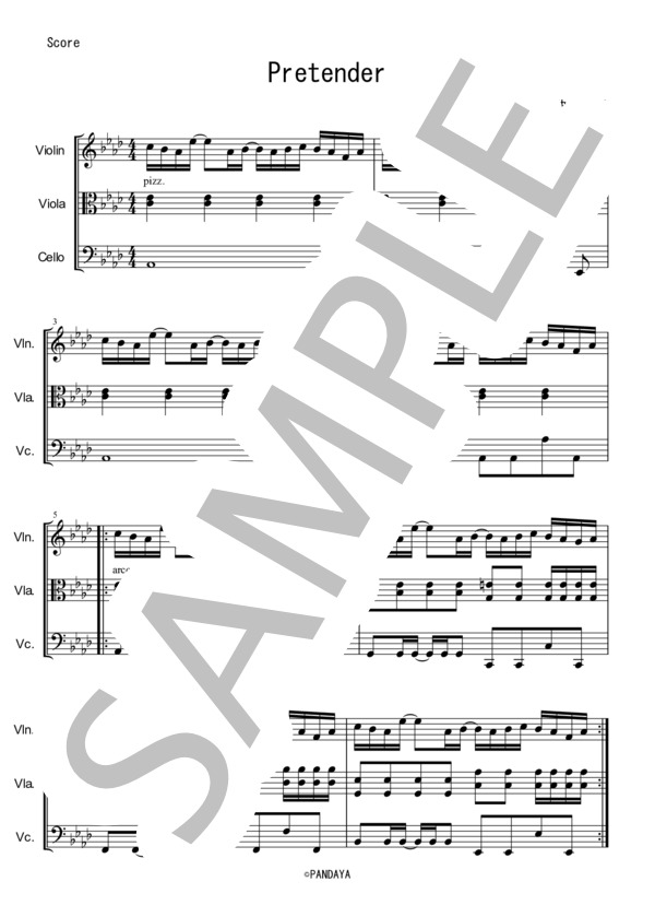 Pretender (Official髭男dism) / アンサンブル弦楽 中〜上級 - サンプル譜面 1/5