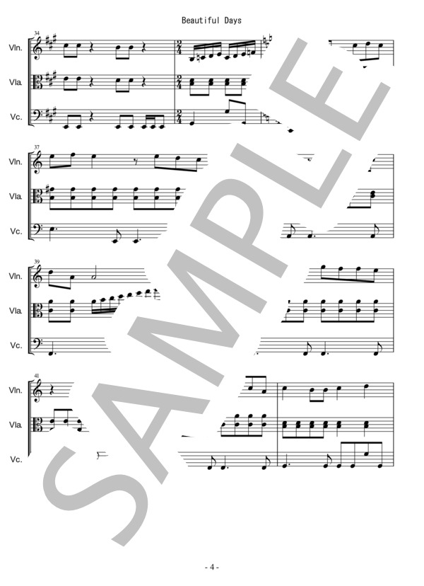 Beautiful days (嵐) / アンサンブル弦楽 中〜上級 - サンプル譜面 4/5