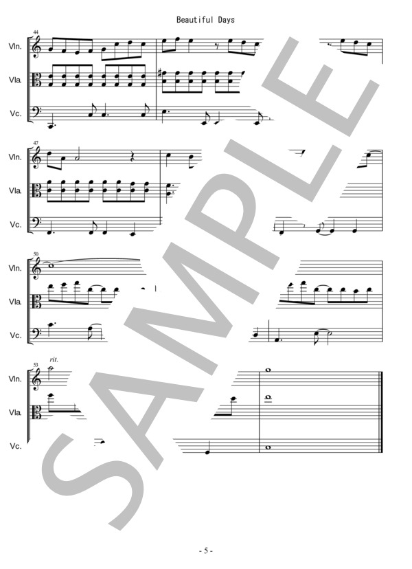 Beautiful days (嵐) / アンサンブル弦楽 中〜上級 - サンプル譜面 5/5