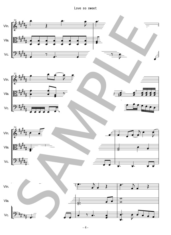 Love so sweet  弦楽三重奏楽譜 ヴァイオリン ヴィオラ チェロ (嵐) / アンサンブル弦楽 中〜上級 - サンプル譜面 4/5