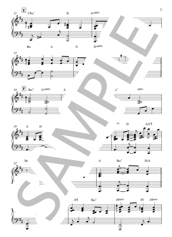 炎 (LiSA) / ピアノ伴奏 中級 - サンプル譜面 3/5