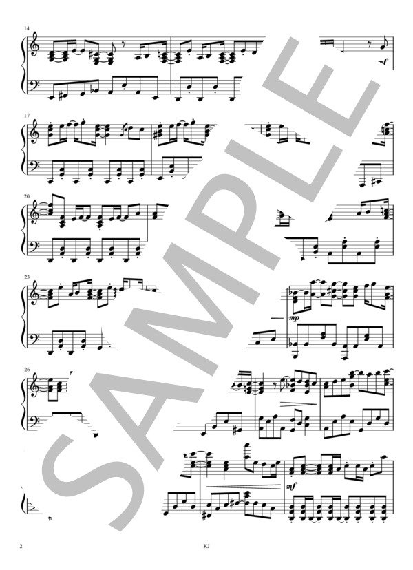 夕暮れ沿い (Official髭男dism) / ピアノソロ 中級 - サンプル譜面 2/5