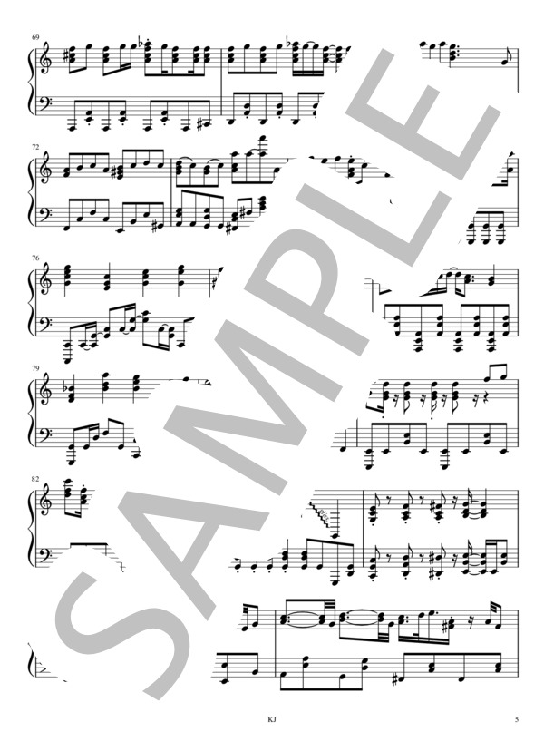 夕暮れ沿い (Official髭男dism) / ピアノソロ 中級 - サンプル譜面 5/5