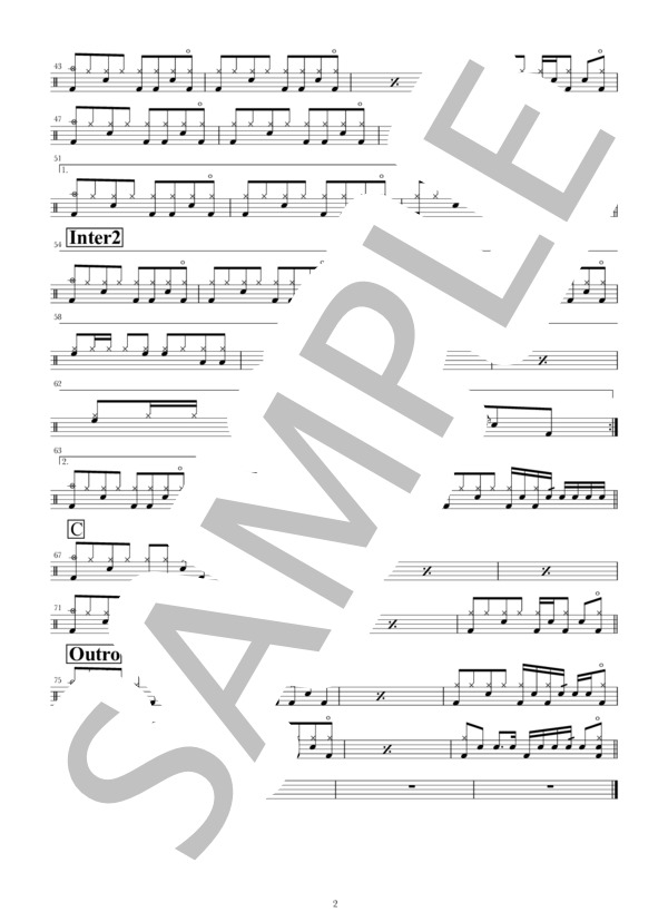 夜空ノムコウ (SMAP) / ドラム 入門 - サンプル譜面 2/2