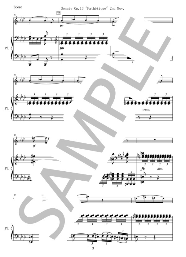 【いろんな楽器で演奏できる！】悲愴第二楽章 (ルートヴィヒ・ヴァン・ベートーヴェン) / メロディ 初〜中級 - サンプル譜面 3/5