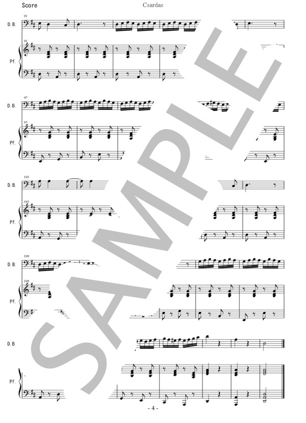 【コントラバス】チャルダッシュ (ヴィットーリオ・モンティ) / 初〜中級 - サンプル譜面 4/5