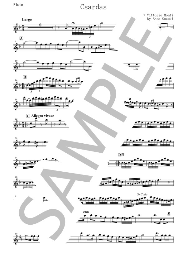 【フルート】チャルダッシュ (ヴィットーリオ・モンティ) / 初〜中級 - サンプル譜面 5/5