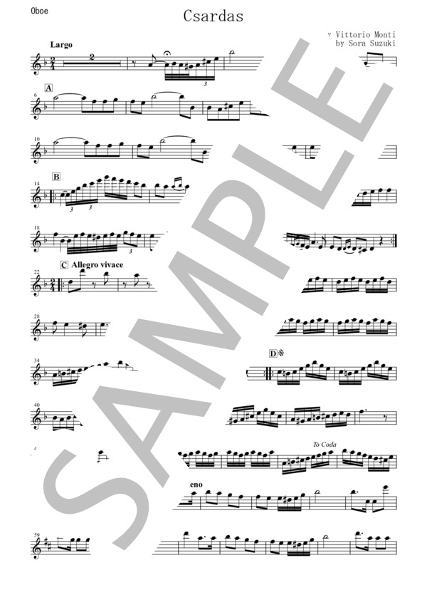 【オーボエ】チャルダッシ (ヴィットーリオ・モンティ) / 初〜中級 - サンプル譜面 5/5