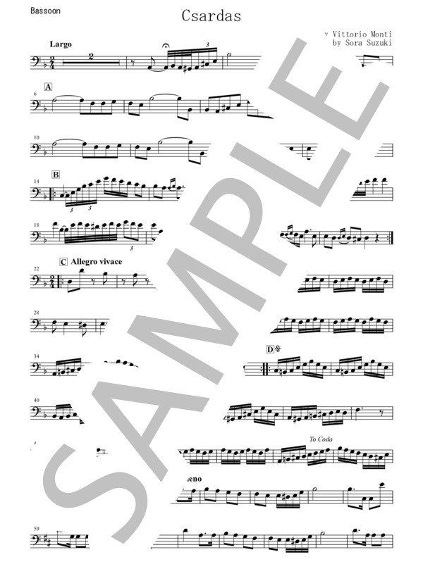 【ファゴット】チャルダッシュ (ヴィットーリオ・モンティ) / 初〜中級 - サンプル譜面 5/5