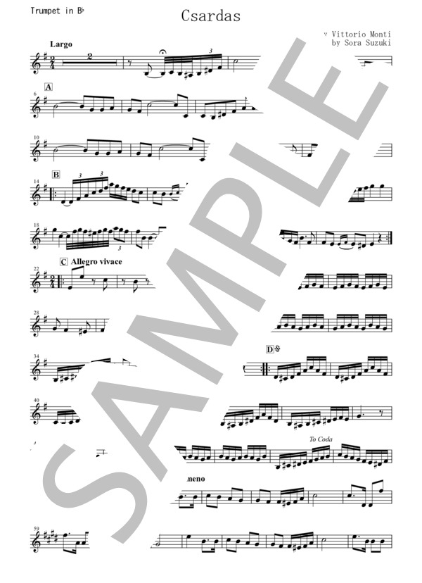 【トランペット】チャルダッシュ (ヴィットーリオ・モンティ) / 初〜中級 - サンプル譜面 5/5