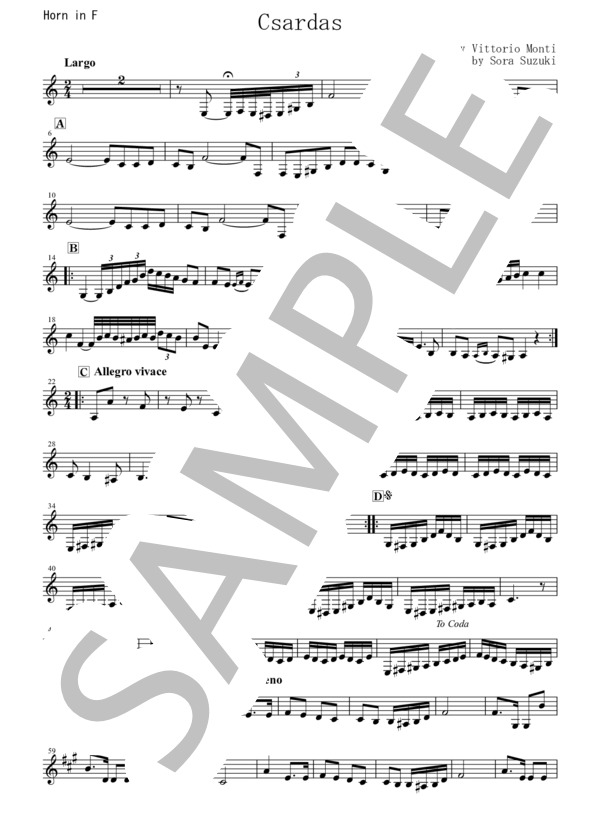 【ホルン】チャルダッシュ (ヴィットーリオ・モンティ) / 初〜中級 - サンプル譜面 5/5