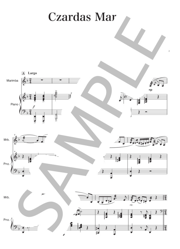 チャルダッシュ行進曲 for Marimba and Piano (伊藤 純平) / アンサンブルピアノ＋他楽器 中〜上級 - サンプル譜面 2/5