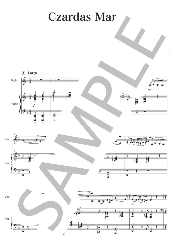 チャルダッシュ行進曲 for Violin and Piano (伊藤 純平) / ヴァイオリン 中〜上級 - サンプル譜面 2/5