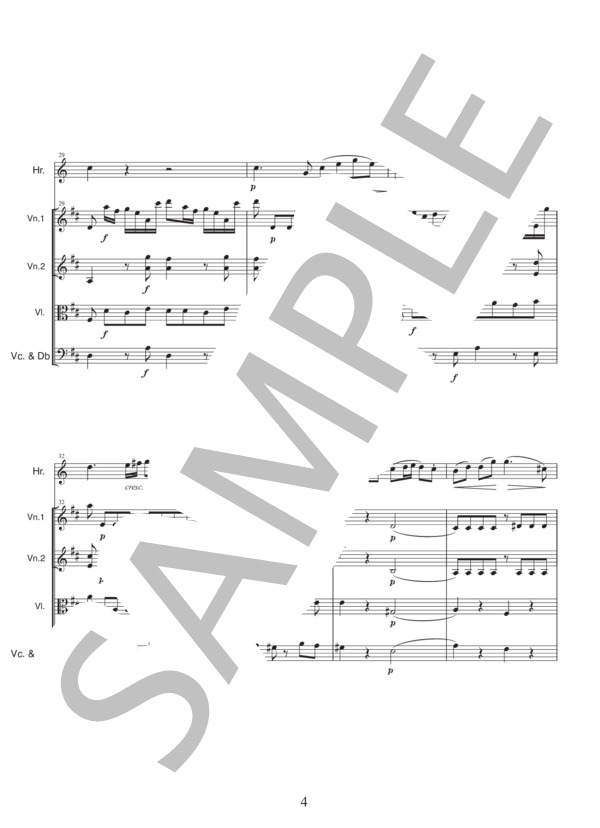 ホルン協奏曲第1番 第1楽章 ホルンソロ+弦楽五重奏 (ヴォルフガング・アマデウス・モーツァルト) / 上級 - サンプル譜面 5/5