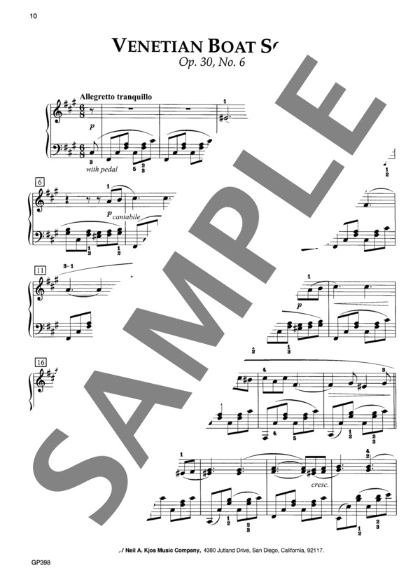 無言歌集 第2巻より ヴェニスの舟歌 Op. 30-6 (フェリックス・メンデルスゾーン) / ピアノソロ 初〜中級 - サンプル譜面 2/3