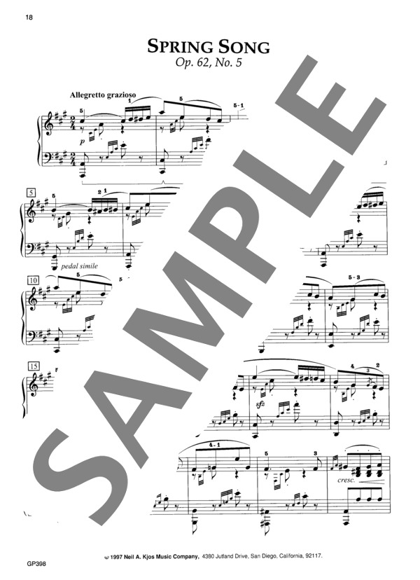 無言歌集 第5巻より 春の歌 Op. 62-6 (フェリックス・メンデルスゾーン) / ピアノソロ 中級 - サンプル譜面 2/5