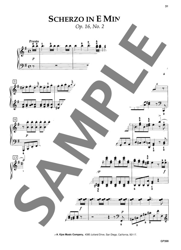 3つの幻想曲またはカプリスより 
スケルツォ ホ短調 Op.16-2 (フェリックス・メンデルスゾーン) / ピアノソロ 中級 - サンプル譜面 2/5