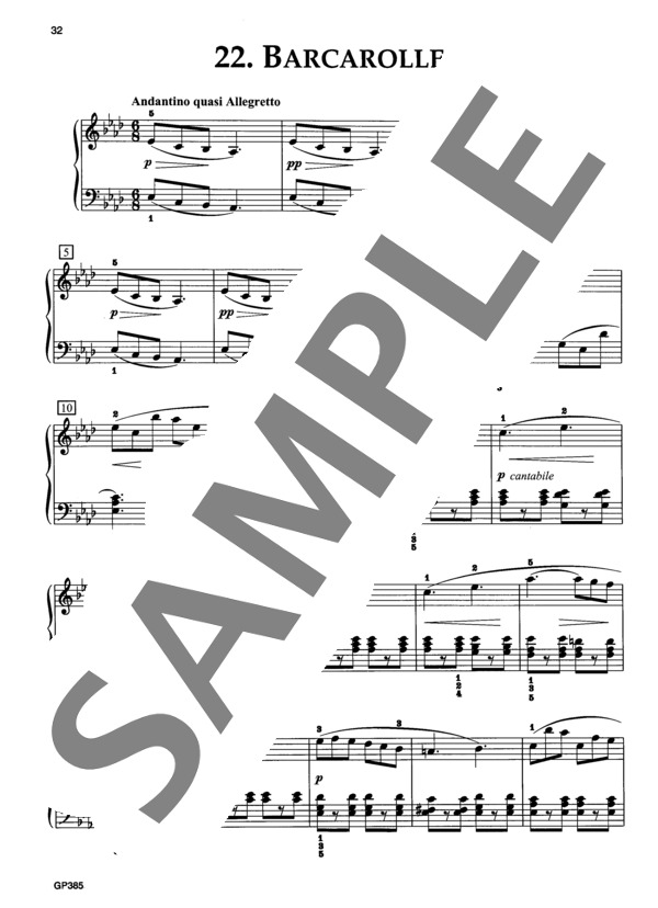 舟歌 ~「25の練習曲」より~ (ヨハン・フリートリッヒ・フランツ・ブルグミュラー) / ピアノソロ 初〜中級 - サンプル譜面 2/3