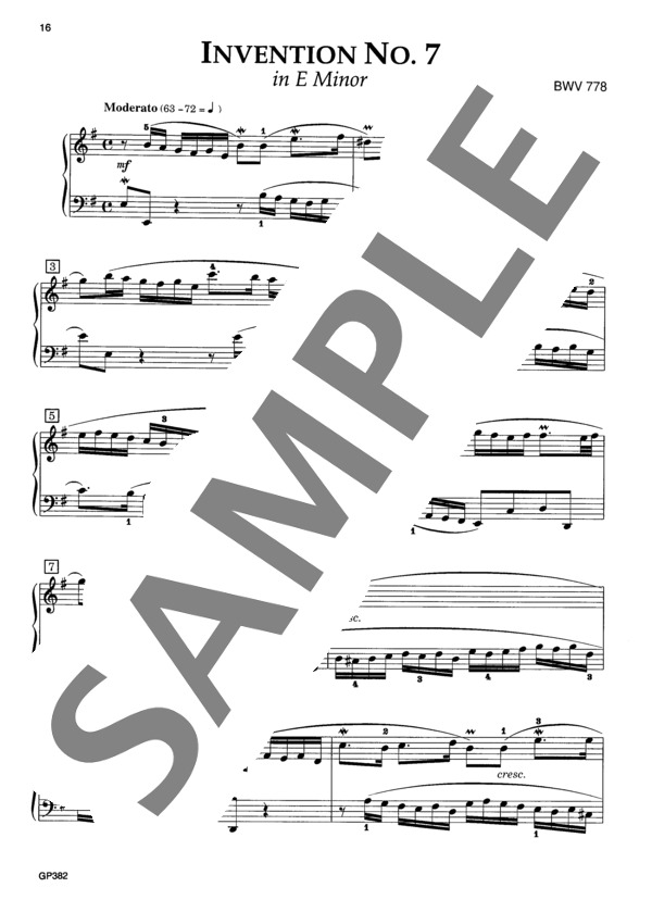 2声のインヴェンション 第7番 ホ短調 BWV 778 (ヨハン・セバスチャン・バッハ) / ピアノソロ 初〜中級 - サンプル譜面 2/3