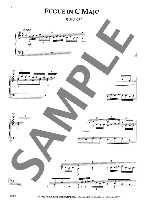 フーガ ハ短調 BWV 952 (ヨハン・セバスチャン・バッハ) / ピアノソロ 中〜上級 - サンプル譜面 2/5