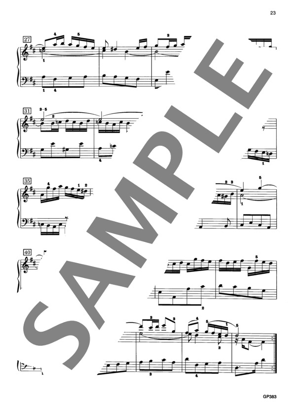 前奏曲 ニ長調 BWV 936 (ヨハン・セバスチャン・バッハ) / ピアノソロ 中級 - サンプル譜面 3/3