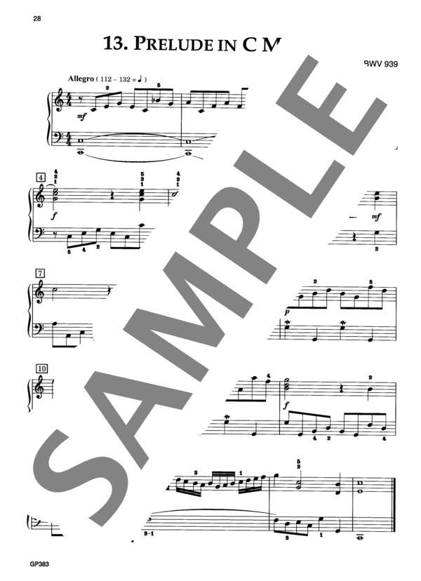 前奏曲 ハ長調 BWV 939 (ヨハン・セバスチャン・バッハ) / ピアノソロ 初〜中級 - サンプル譜面 2/2