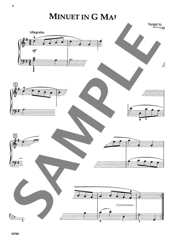 アンナ・マグダレーナの音楽帳より メヌエット ト長調 BWV Anh.114 (ヨハン・セバスチャン・バッハ) / ピアノソロ 初〜中級 - サンプル譜面 2/3