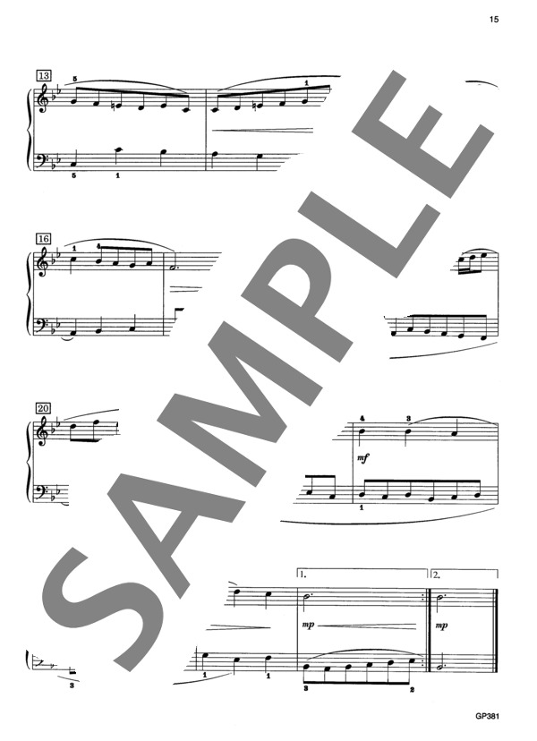 アンナ・マグダレーナの音楽帳より メヌエット 変ロ長調 BWV Anh.118 (ヨハン・セバスチャン・バッハ) / ピアノソロ 初〜中級 - サンプル譜面 3/3