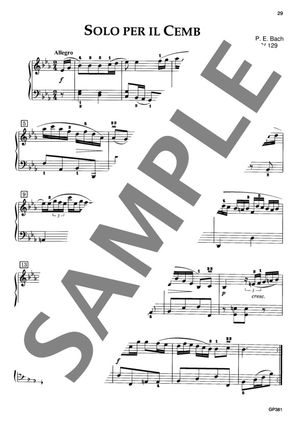 アンナ・マグダレーナの音楽帳より チェンバロのためのソロ BWV Anh.129 (ヨハン・セバスチャン・バッハ) / ピアノソロ 初〜中級 - サンプル譜面 2/4