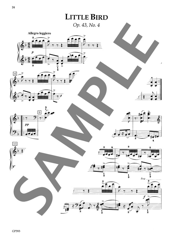 小鳥 Op.43-4 (エドヴァルド・ハーゲルップ・グリーグ) / ピアノソロ 中級 - サンプル譜面 2/3