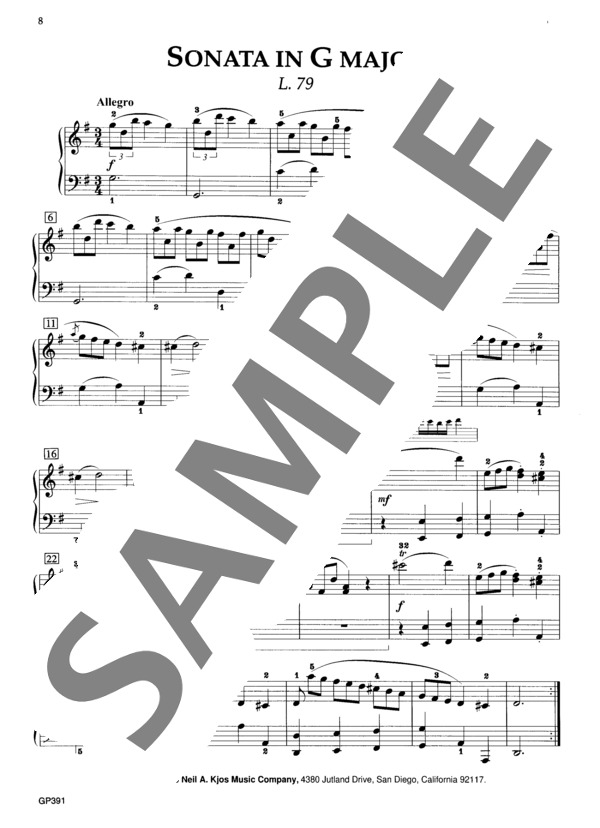 ソナタ ト長調 K.391 L.79 (ドメニコ・スカルラッティ) / ピアノソロ 中級 - サンプル譜面 2/3