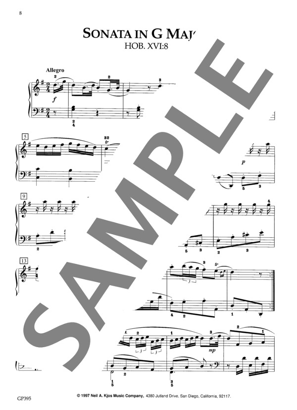 楽譜】ソナタ ト長調 HOB. XVI:8 / フランツ・ヨーゼフ・ハイドン