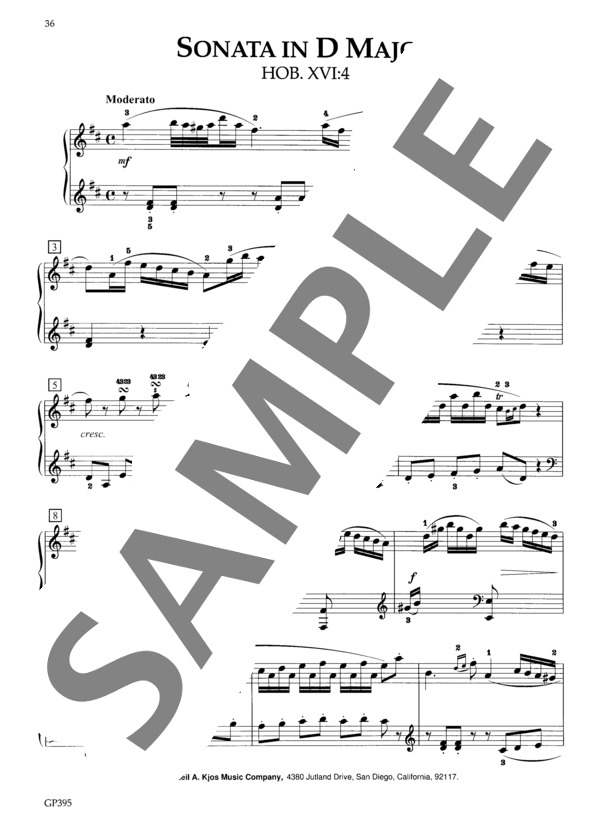 ソナタ ニ長調  HOB. XVI:4 (フランツ・ヨーゼフ・ハイドン) / ピアノソロ 中級 - サンプル譜面 2/5