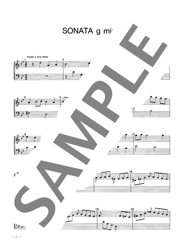 保坂千里編曲 ソナタ ト短調 (ジョヴァンニ・ベネデット・プラッティ) / ピアノソロ 中〜上級 - サンプル譜面 2/5